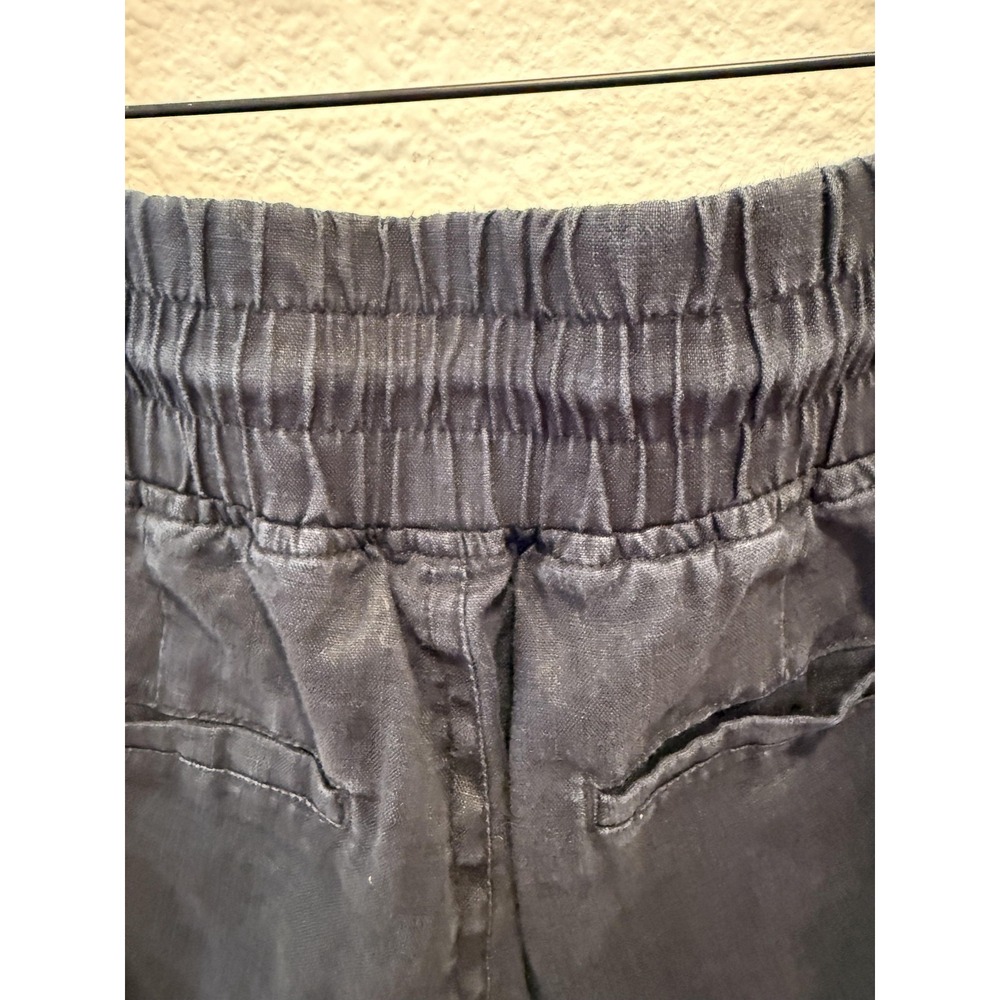 Quince Pants Womens Small Black Linen Cropped Wide Leg Drawstring Pull On - Picture 6 of 16